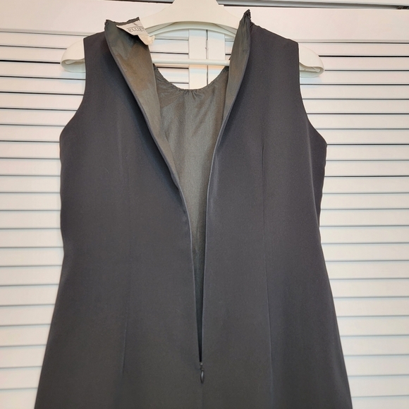 VTG ELLIETTE Silk Sheath Modest Dress Gown Black Embellish Neck Sleeveless Sz 10 - Picture 5 of 14